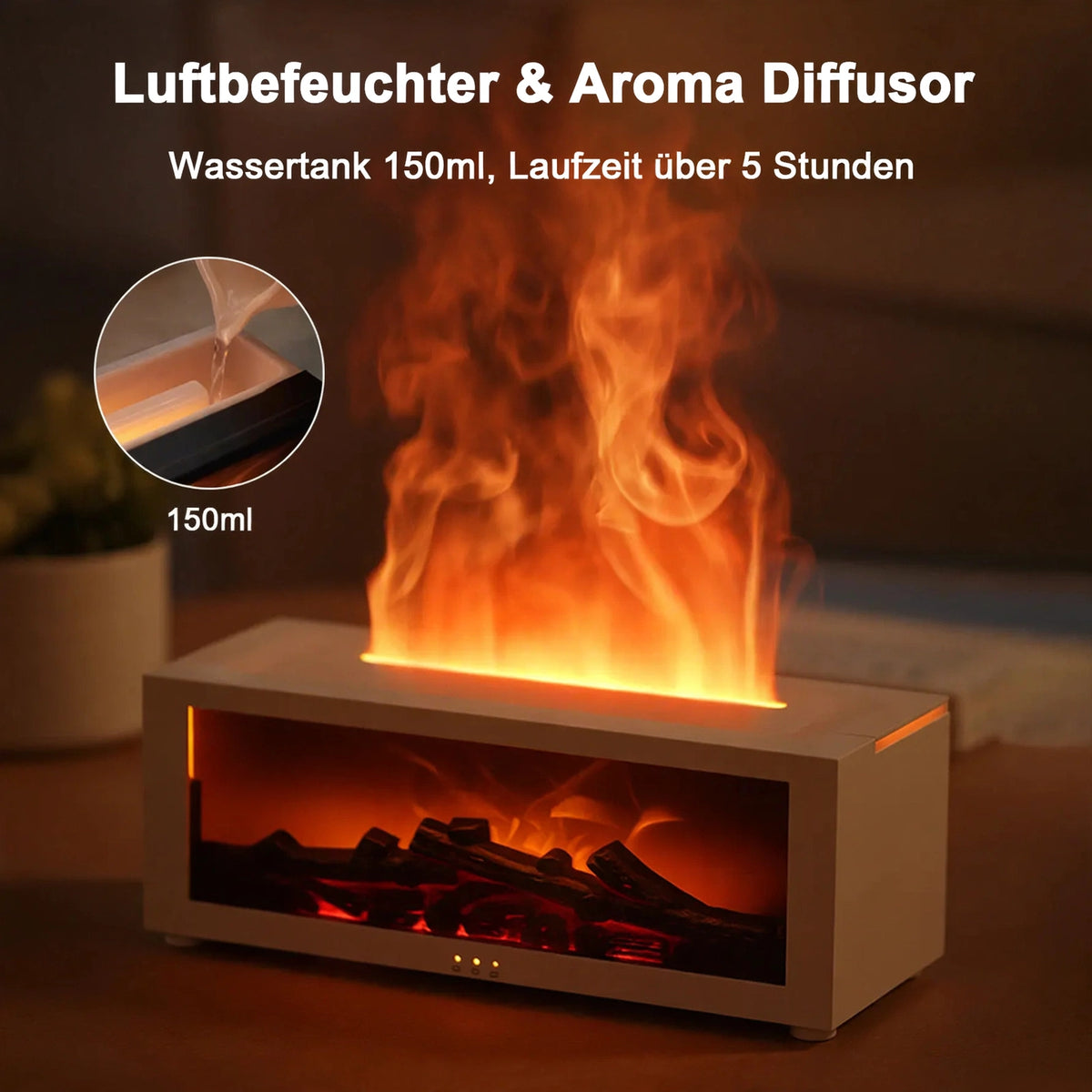 Flammen-Diffusor mit 7 Farben – Kamin-Effekt für dein Zuhause
