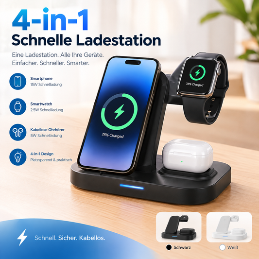 4-in-1 Ladestation – Alles an einem Platz