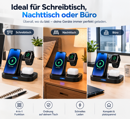 4-in-1 Ladestation – Alles an einem Platz